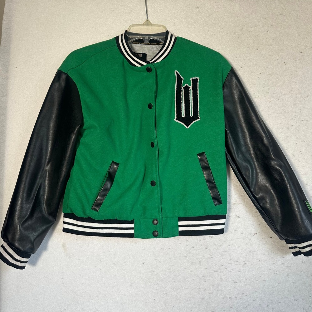 Wicked x Justice Girls Green Varsity Letterman Jacket Large 12/14 Musical Movie